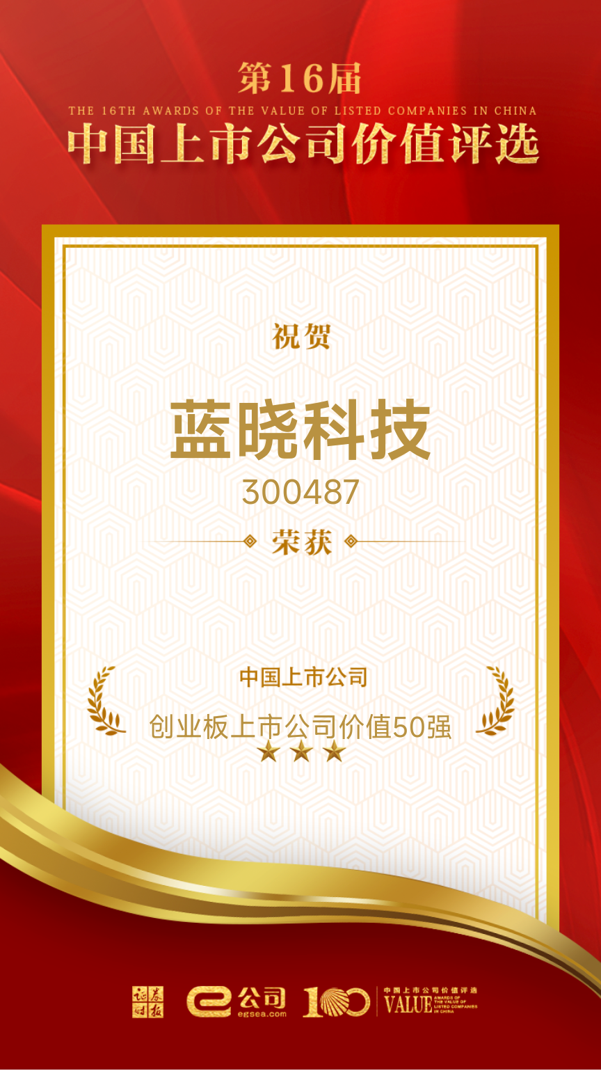 Z6尊龙科技荣获“创业板上市公司价值50强”